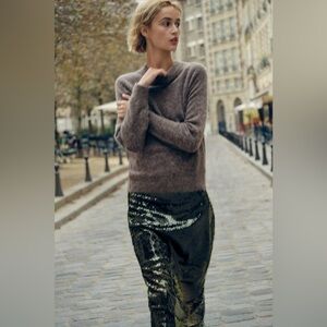 ZARA Oatmeal Neutral Wool Alpaca Blend Crewneck Sweater Women’s in Small